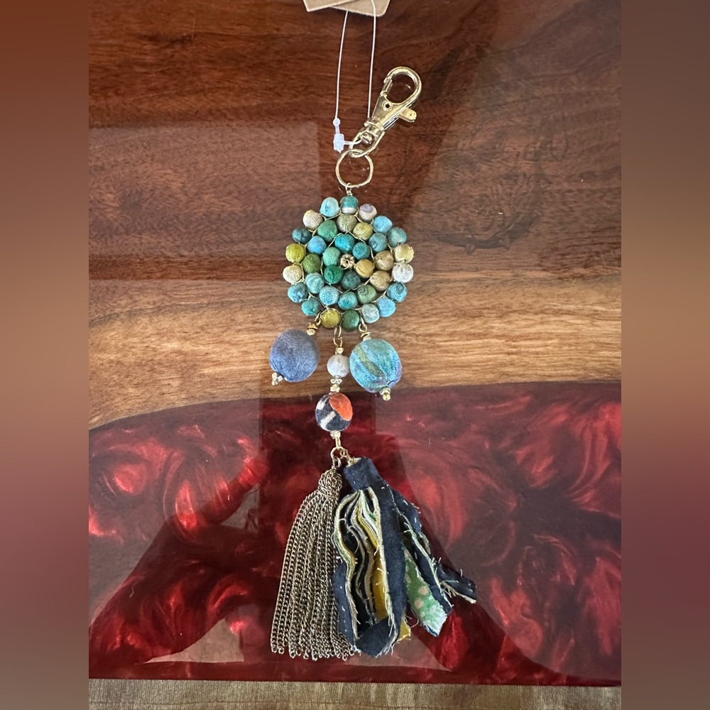 Honest Bead Tassle Clip Keychain Beaded Unique Boho NWT